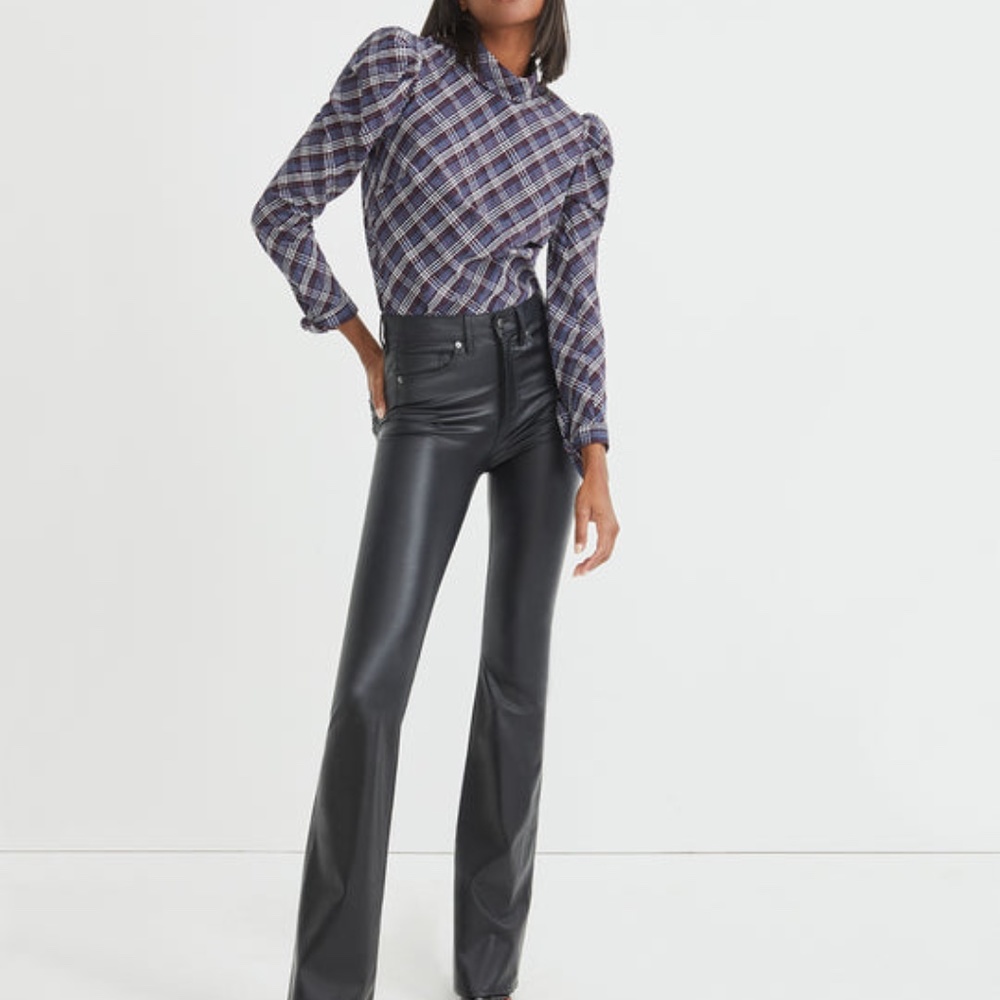 Veronica Beard Black Faux Leather Boot-Cut Pants